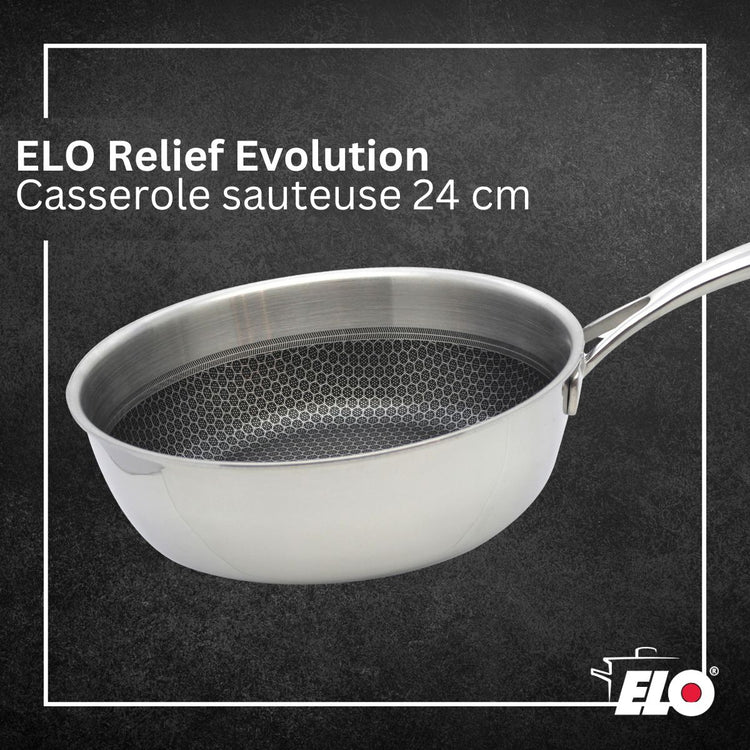 Poêle sauteuse 24 cm en inox 18/10 Elo Relief Evolution