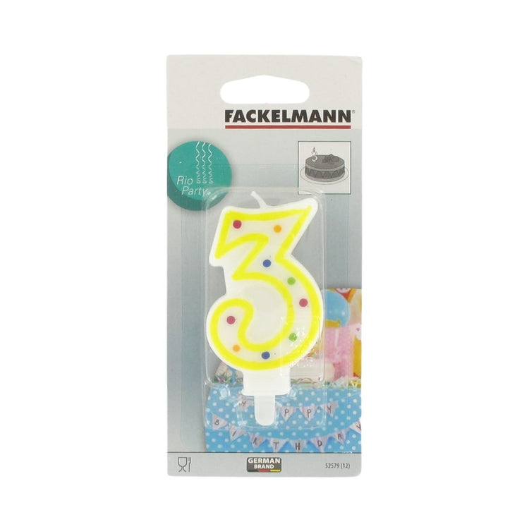 Bougie anniversaire chiffre 3 Fackelmann Rio Party