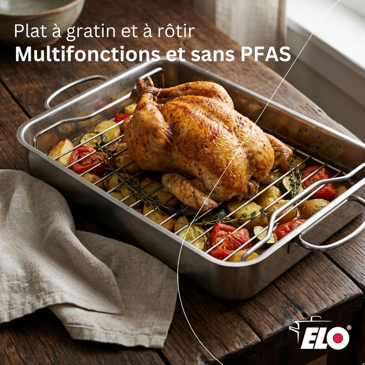 Plat à four acier inoxydable avec grille Elo Edition Red