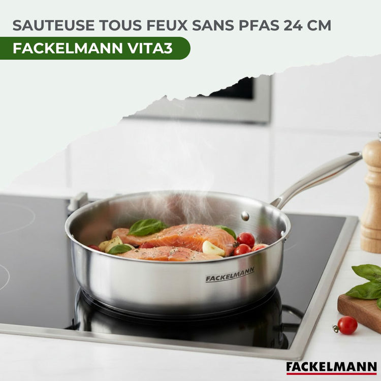Sauteuse 24 cm en inox 18/10 Triply Fackelmann Vita3
