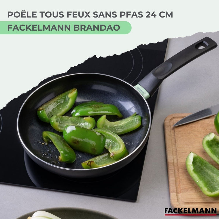 Poêle 24 cm aluminium revêtement céramique antiadhésif sans PFAS Fackelmann Brandao