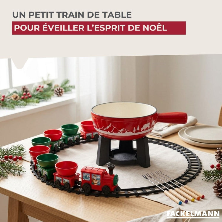 Lot de 1 appareil à fondue et 1 un train de table décoratif de Noël Fackelmann