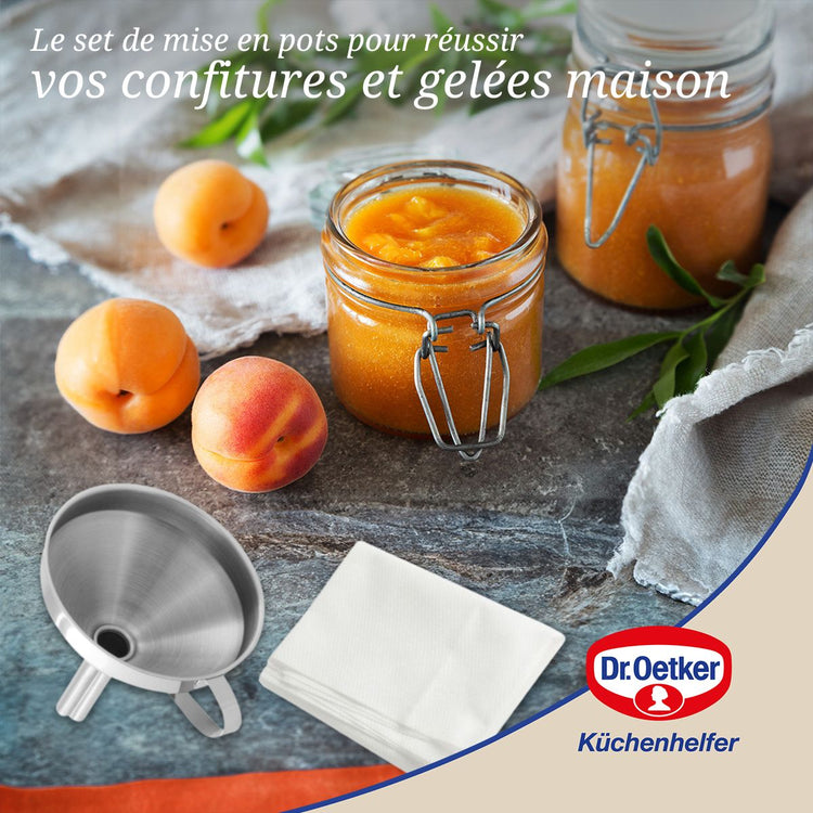 Set de 2 ustensiles pour confiture avec entonnoir et tissu filtrant Dr Oetker