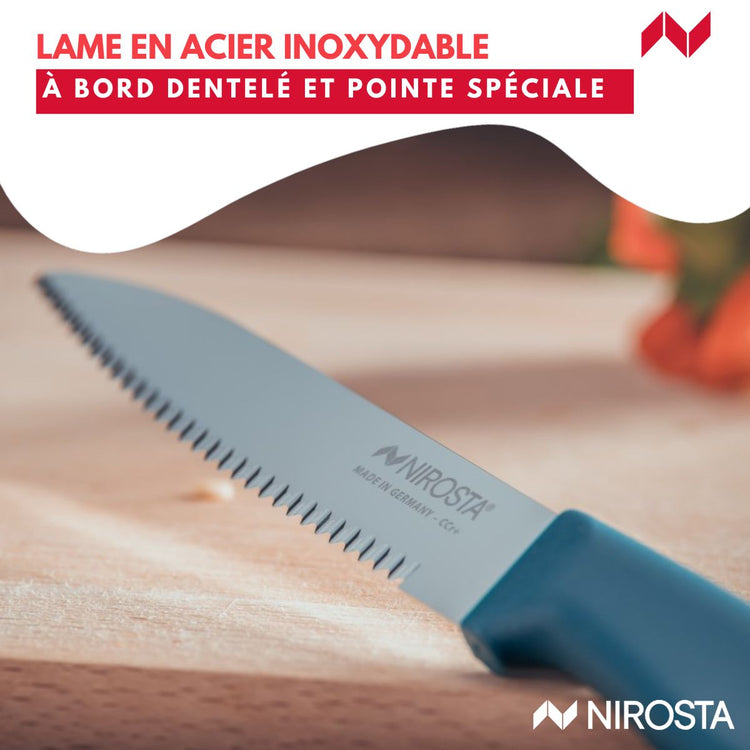 Couteau de cuisine lame crantée 21,5 cm Nirosta Elemental
