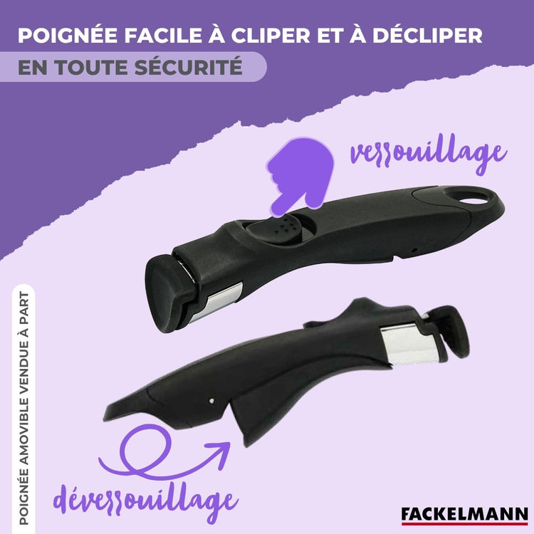 Poêle 24 cm en inox manche amovible Fackelmann InoGrip