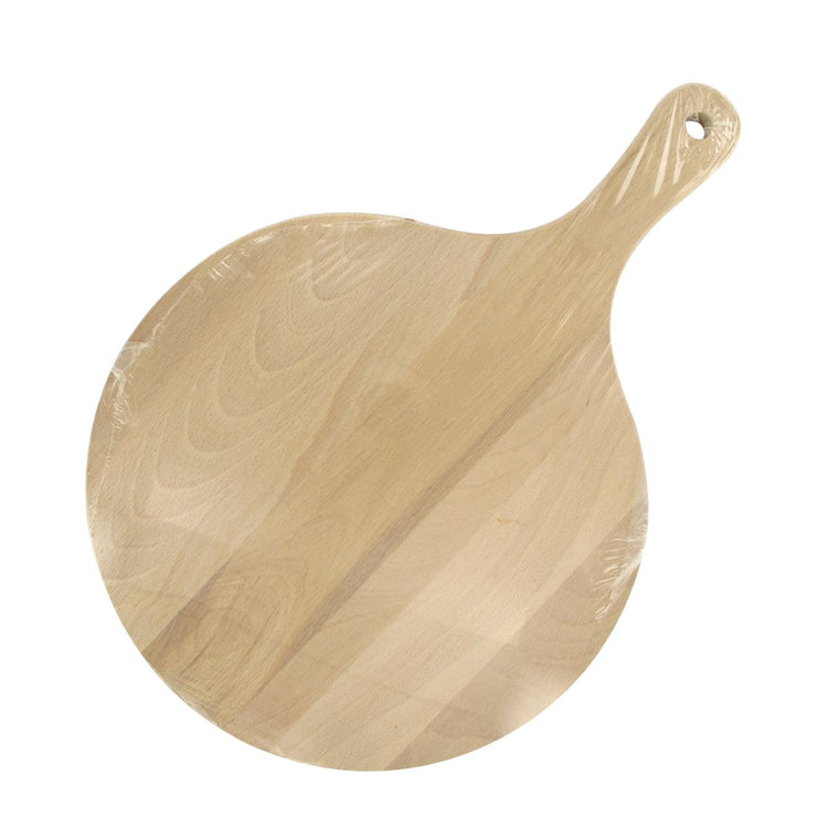 6 Planches à pizza et tarte flambée en bois 30 cm et Roulette à pizza en inox Fackelmann