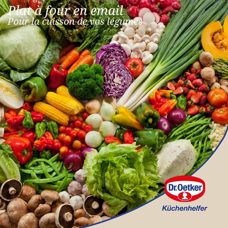 Ensemble de 2 Plats à four avec couvercle en acier émaillé 42 x 34 cm Dr. Oetker Back-Idee Kreativ