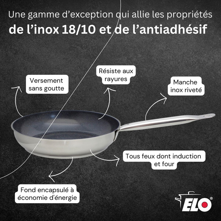 Poêle de cuisson avec revêtement céramique sans PFAS 32 cm Profi Therm Platinum Elo