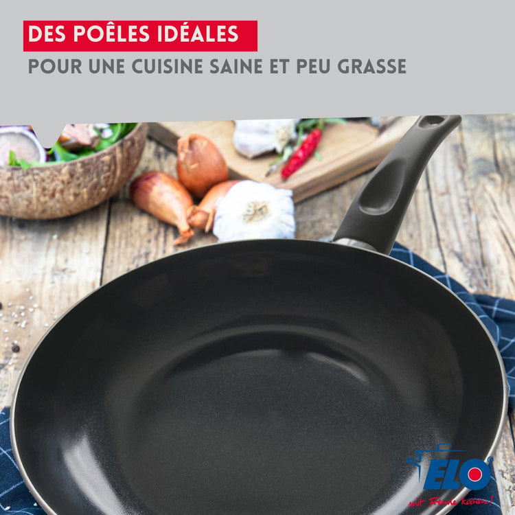 Ensemble de 3 Poêles de cuisson 20, 24 et 28 cm et 3 faitouts 12, 20 et 24 cm Elo Prima Brillant