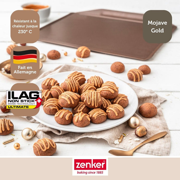 Ensemble de 2 Plaques à pâtisserie sans rebords 36 x 33 cm Zenker Mojave Gold