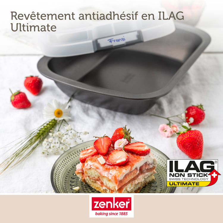 Moule à gâteaux rectangulaire avec couvercle de transport Zenker Bake Click and Go