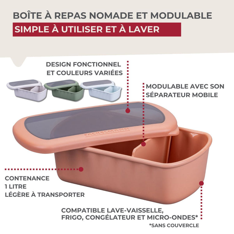 Lot de 6 lunch box 1L avec 6 ustensiles de cuisine Fackelmann Storage
