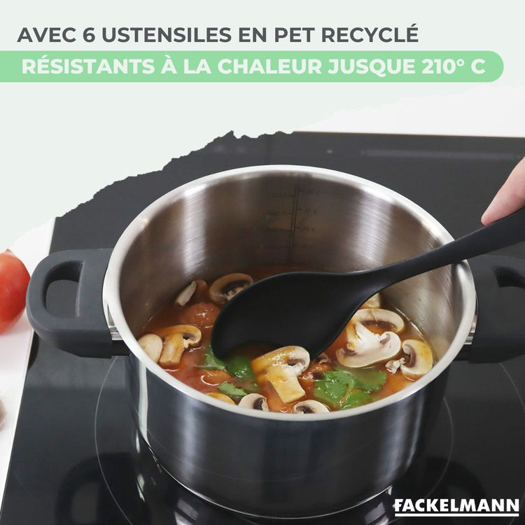 Ensemble de 2 poêles de 24 et 28 cm et 6 ustensiles Fackelmann Brandao