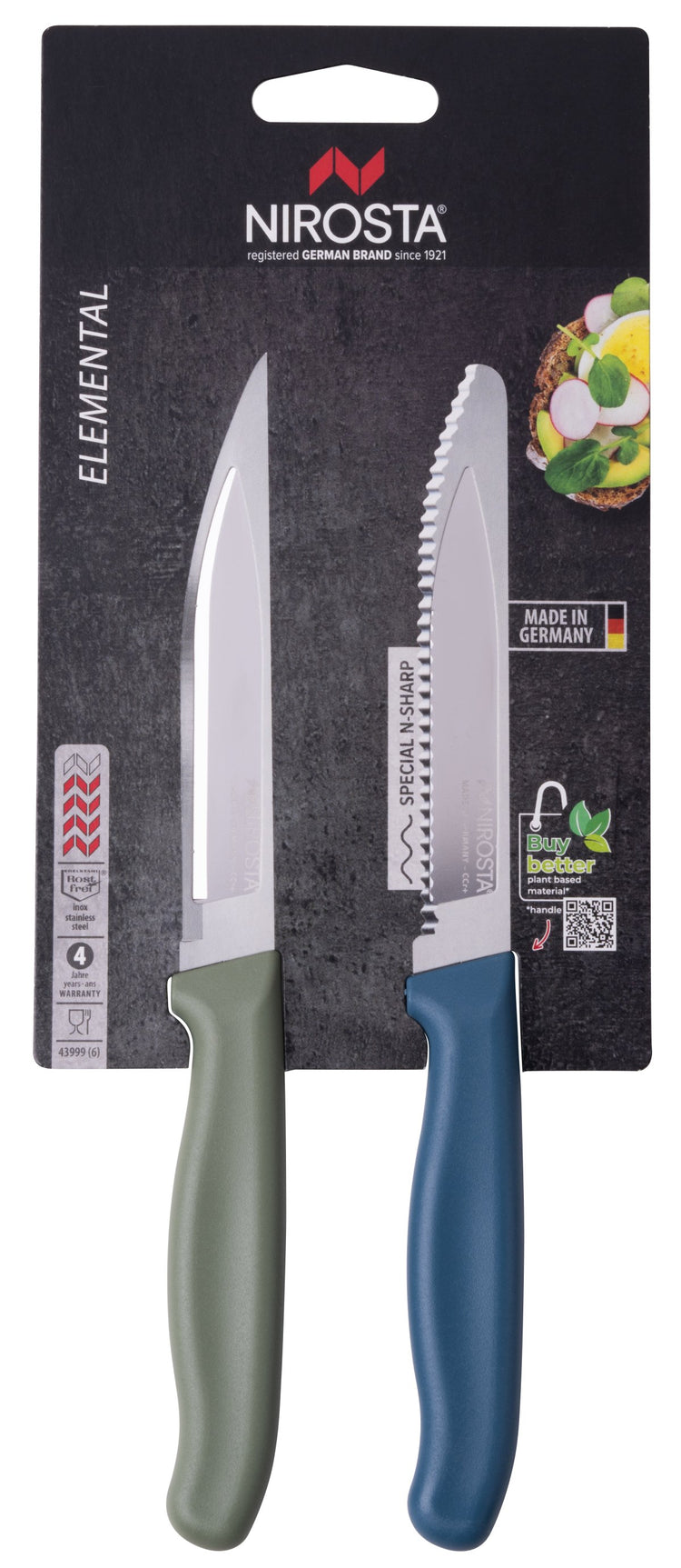 Set de 2 couteaux d’office et à petit déjeuner 22,5 cm Nirosta Elemental