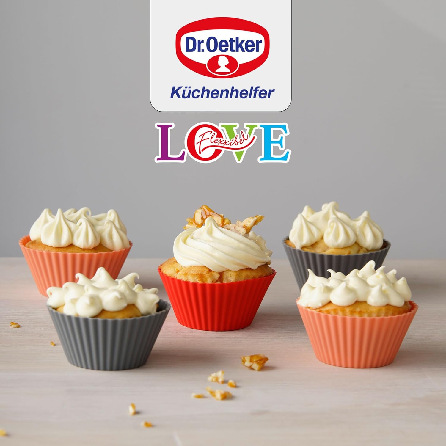 Lot de 12 caissettes muffins en silicone Dr. Oetker Flexxibel Love
