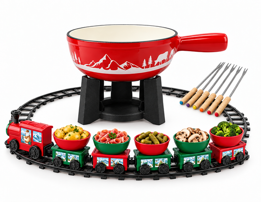 Lot de 1 appareil à fondue et 1 un train de table décoratif de Noël Fackelmann