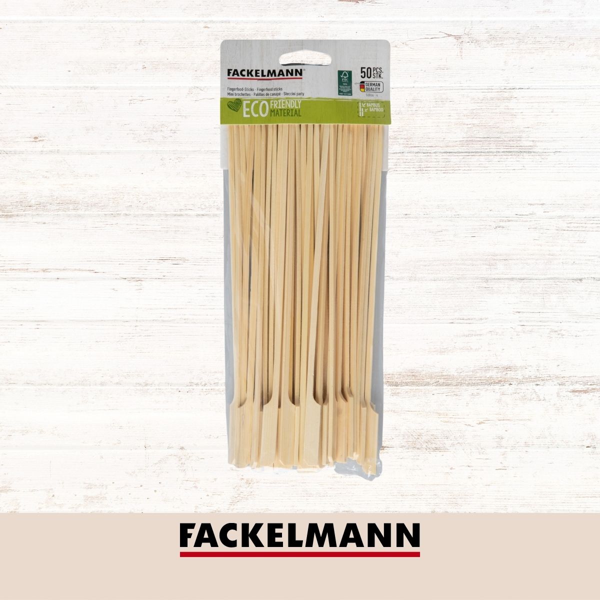 Lot de 50 pics à brochettes en bois 25 cm Fackelmann Basic