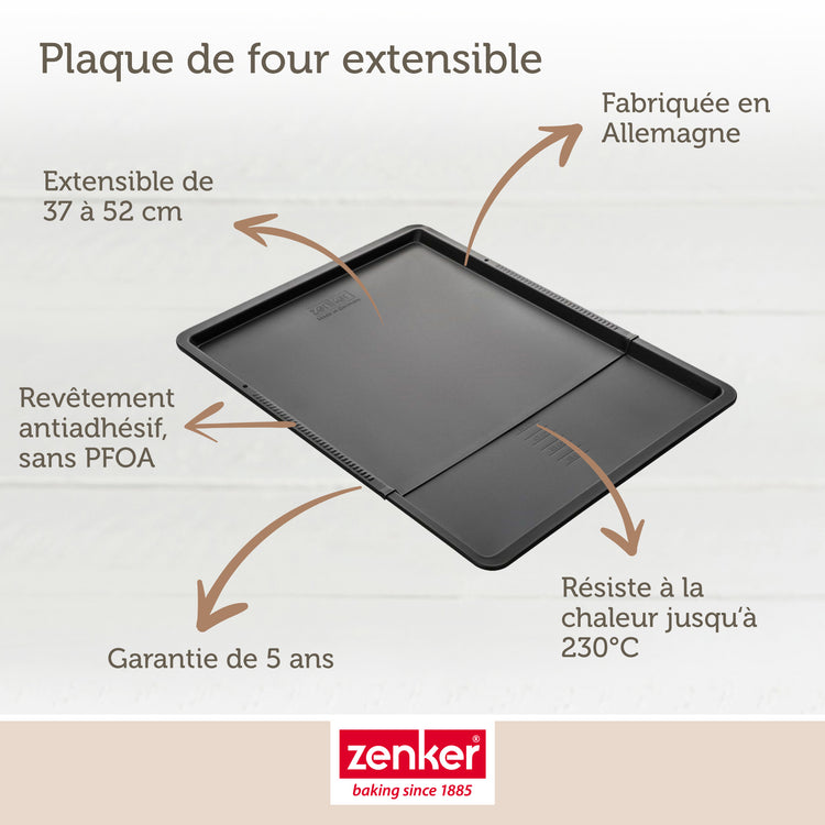 Ensemble de 2 Plaques à pâtisserie extensible de 37 à 52 x 33 cm Zenker Black Metallic