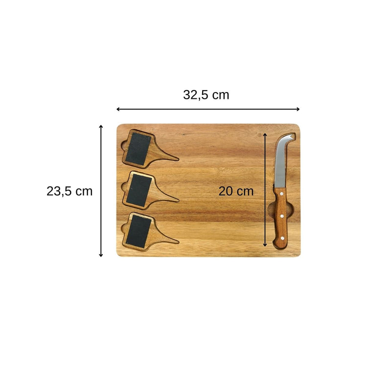 Plateau de fromages avec ardoises et couteau à fromage 32 x 23 cm Fackelmann