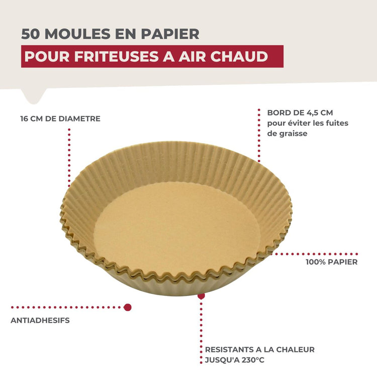 50 Moules en papier air fryer ronds 16 cm Fackelmann