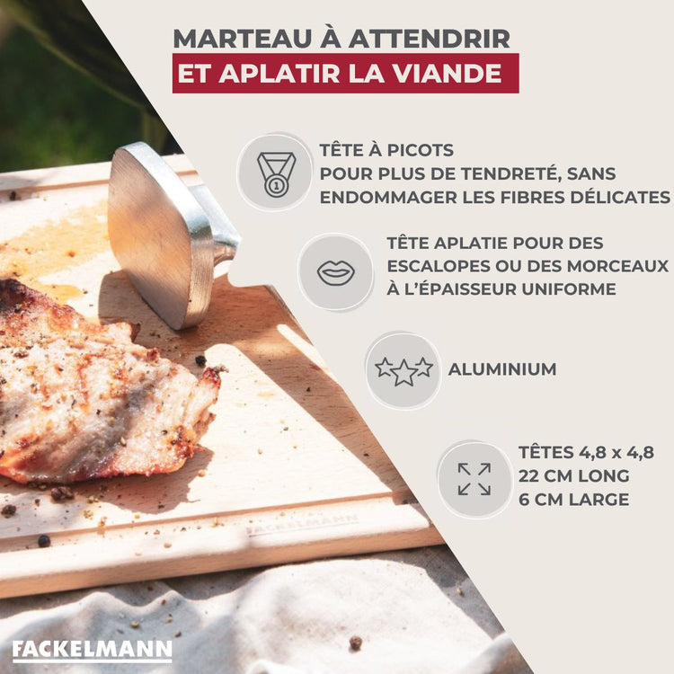 Attendrisseur à viande en aluminium 22 cm Fackelmann Basic