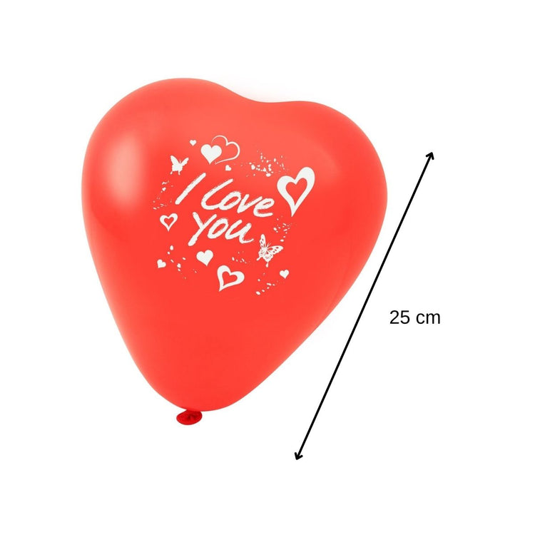 Lot de 5 ballons de baudruche cœur rouge avec inscription Fackelmann Eco Friendly