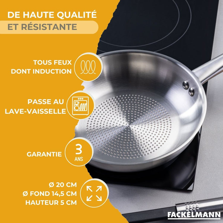 Poêle 20 cm en inox 18/8 Fackelmann Ovalgriff