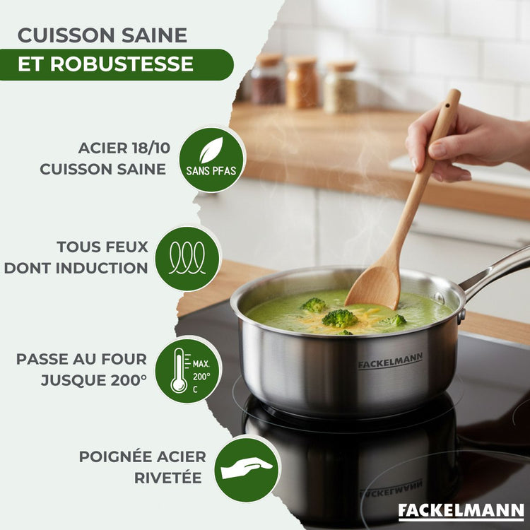 Casserole 18 cm en inox 18/10 Triply Fackelmann Vita3