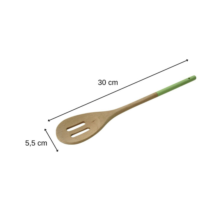 Cuillère de cuisine en bois ajourée 30 x 5,5 cm Tasty Green