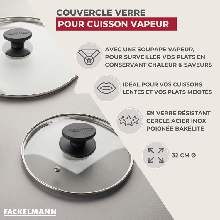 Couvercle de cuisson en verre 32 cm Fackelmann