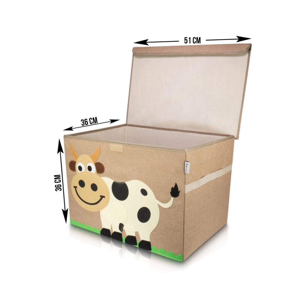 Boîte de rangement "vache" avec grand couvercle, 51 x 36 x 36 cm Lifeney