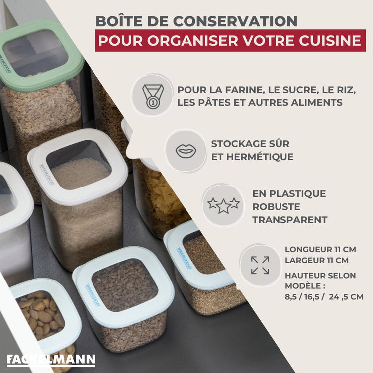 Lot de 4 boîtes hermétiques 0,55L avec 4 ustensiles de cuisine Fackelmann Storage