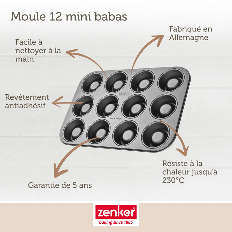 Set à pâtisserie 1 moule à 12 babas au rhum 2 bols à mixer 1 verre mesureur et 1 spatule Zenker Spécial Créative