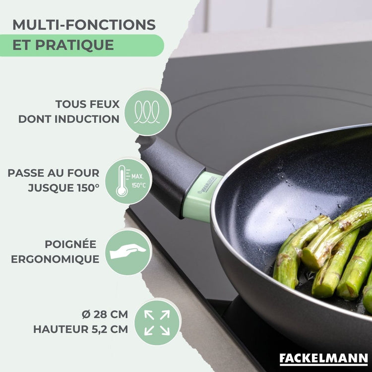 Set poêle antiadhésive céramique 28 cm et 6 ustensiles Fackelmann Brandao