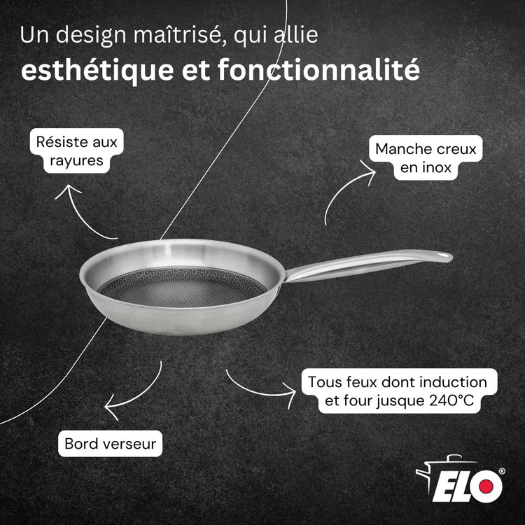 Lot Poêle 32cm et Faitout 20cm Elo Relief Solution