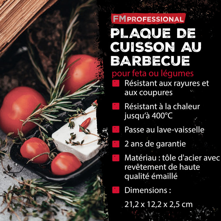 Lot de 2 plats de cuisson en acier émaillé 40 x 34 cm et 21 x 12 cm FM Professional Barbecue