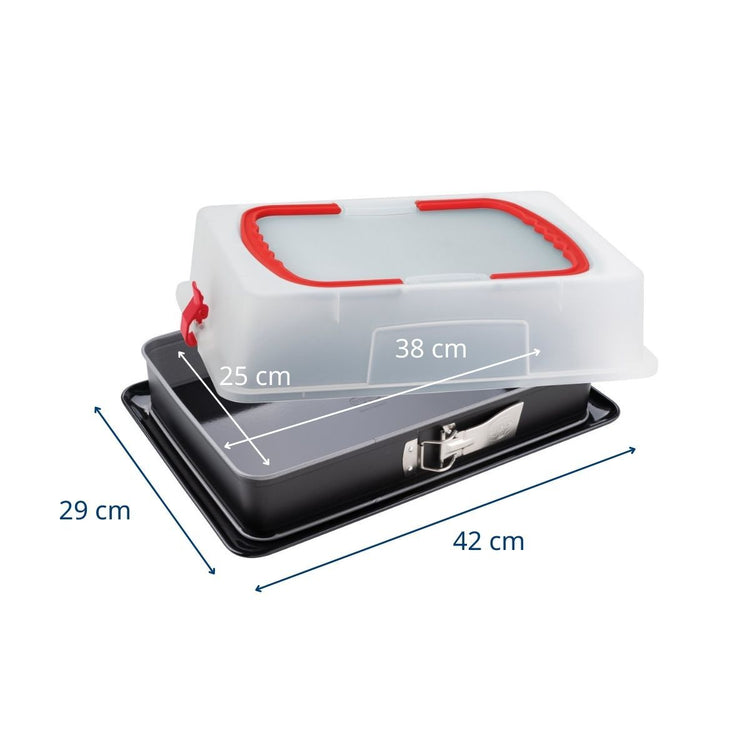 Lot de 2 moules à charnière rectangulaires avec couvercle de transport 42 x 29 cm Dr. Oetker Back-Idee Kreativ