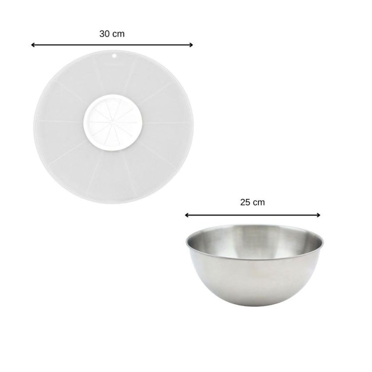 Duo Bol à mixer en inox et Couvercle 25 cm anti projections Fackelmann