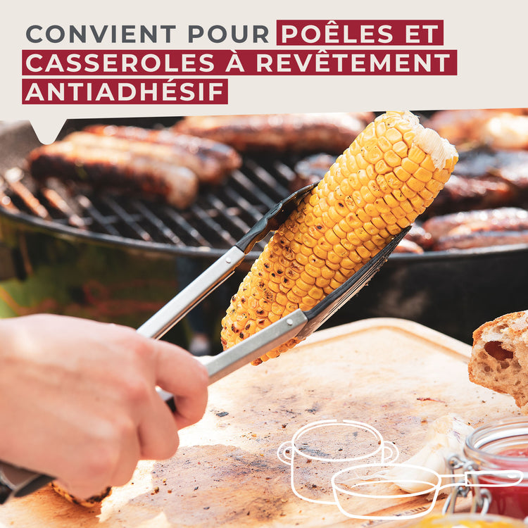 Ensemble de 2 Pinces de cuisine double embout 35 cm Fackelmann Penderie