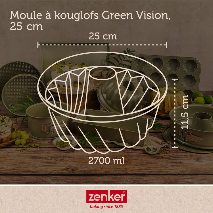 Lot de 2 moules à gâteaux 25/25 cm en acier avec cire de carnauba Zenker Green Vision