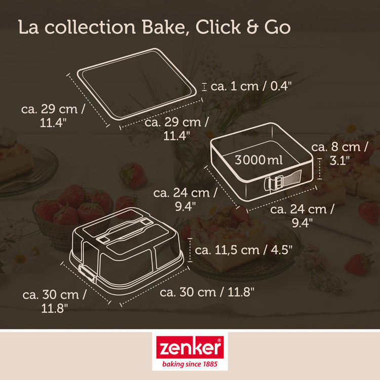 Lot de 2 moules à gâteaux 23/23 cm en acier Zenker Bake Click and Go