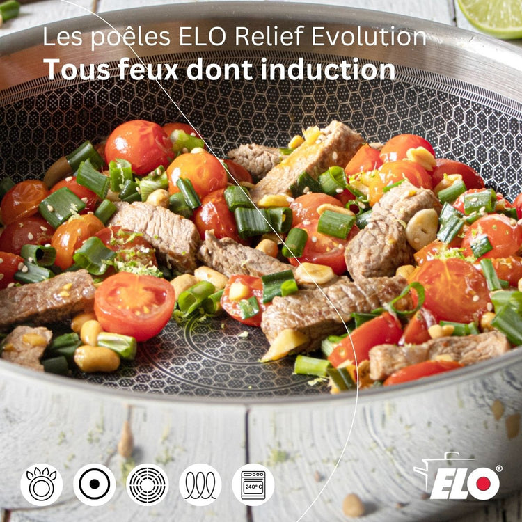 Poêle sauteuse 20 cm en inox 18/10 Elo Relief Evolution