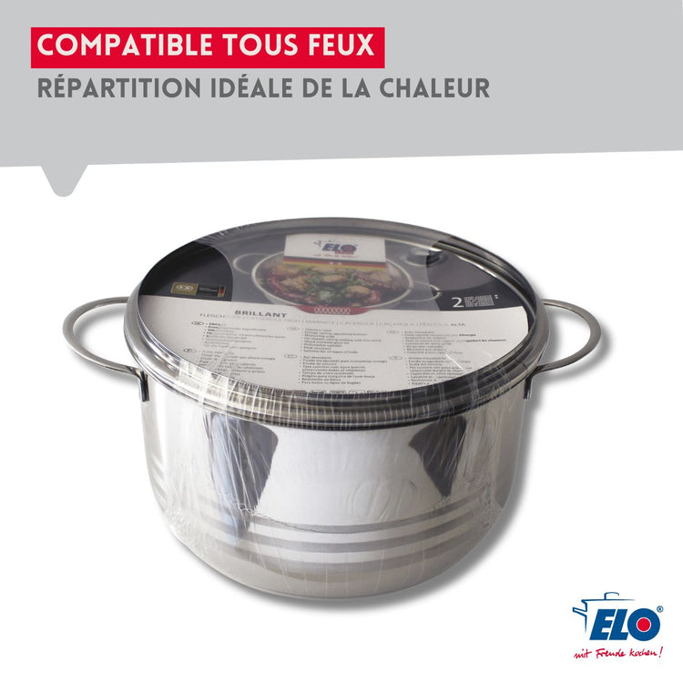 Faitout haut en acier inoxydable sans PFAS 16 cm Elo Brillant 