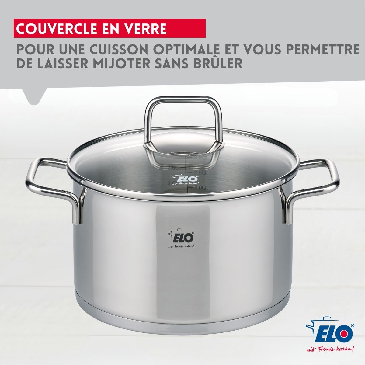 Marmite en inox avec couvercle en verre 16 cm Elo Citrin