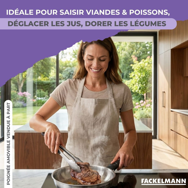Lot de 3 poêles en inox 20 cm 24 cm 28 cm Fackelmann InoGrip