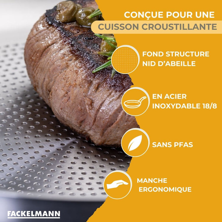 Poêle 28 cm en inox 18/8 Fackelmann Ovalgriff