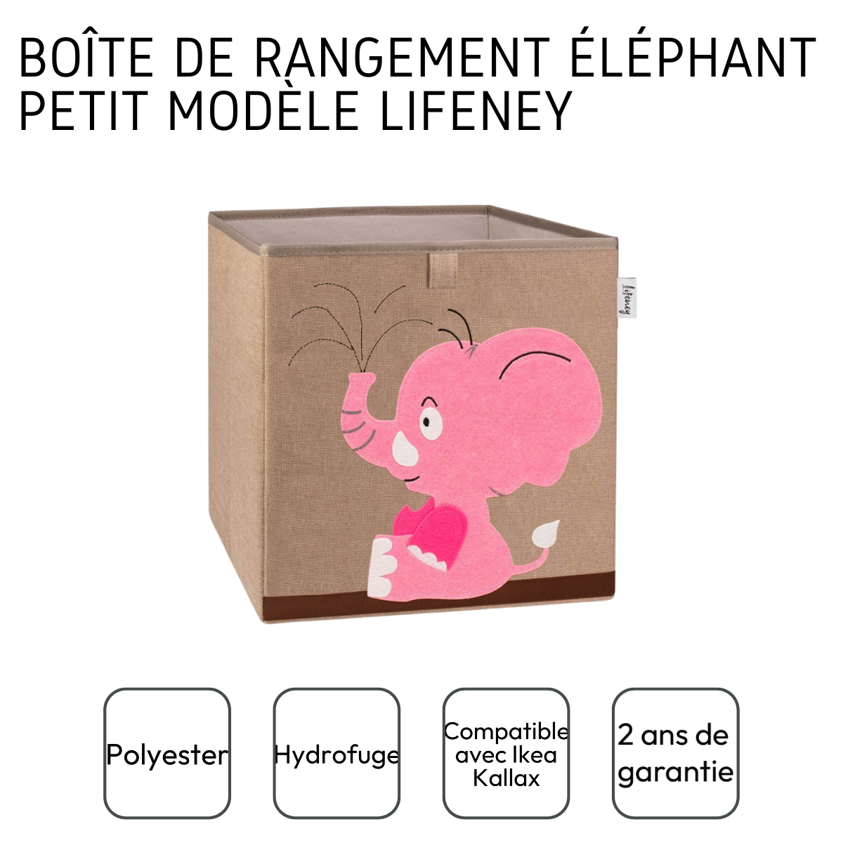 Boîte de rangement "éléphant rose" , compatible avec l'étagère IKEA KALLAX Lifeney