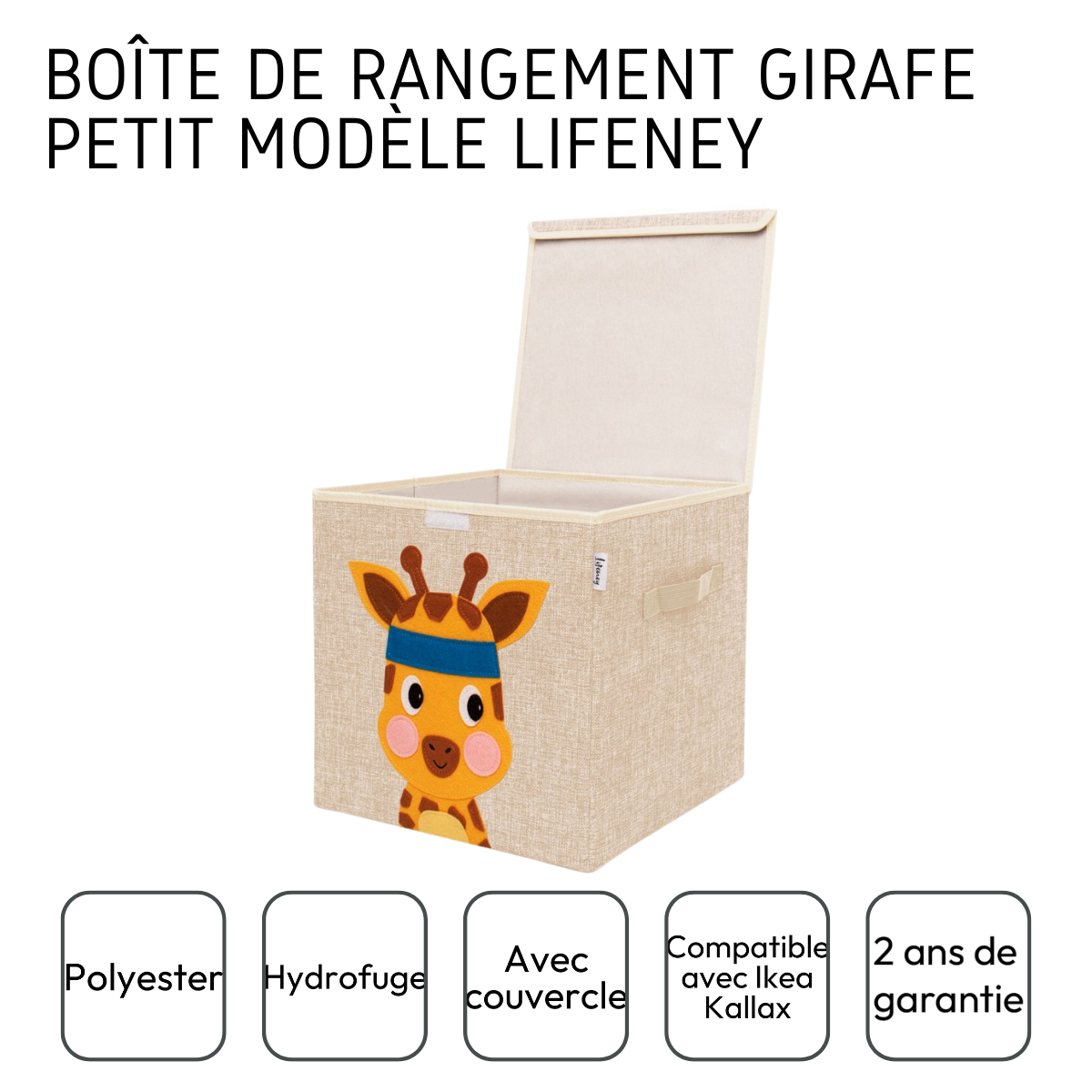 Boîte de rangement "girafe" avec couvercle, compatible avec l'étagère IKEA KALLAX Lifeney