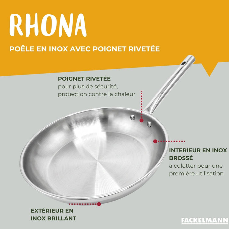 Lot de 4 casseroles 16/18/20/22 cm et 3 poêles en inox 20/24/28 cm avec couvercles Fackelmann Rhona
