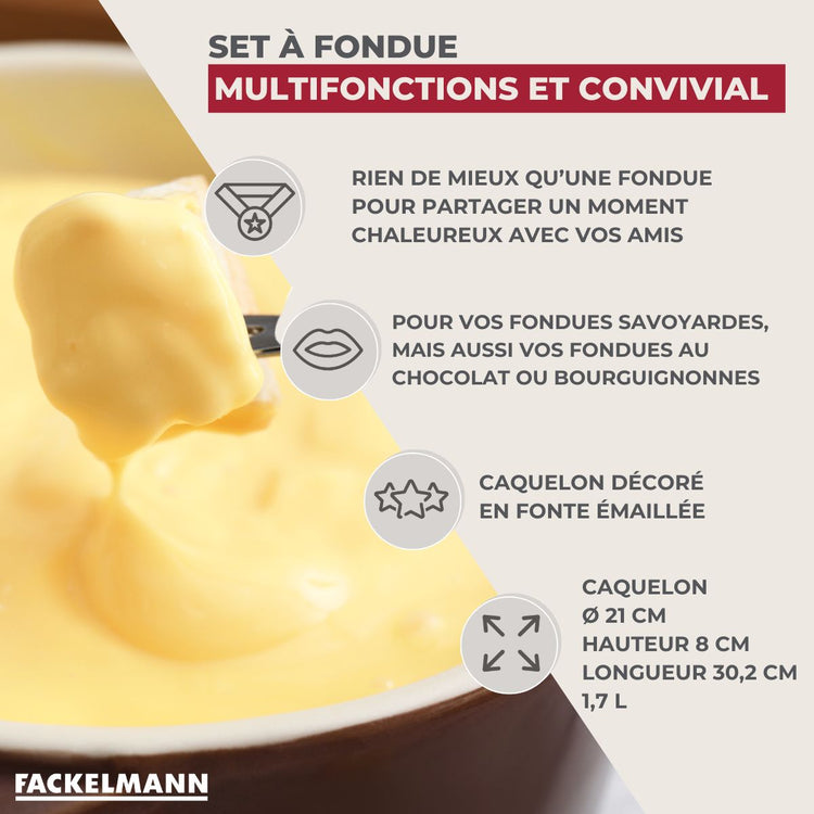 Lot de 1 appareil à fondue et 1 un train de table décoratif de Noël Fackelmann